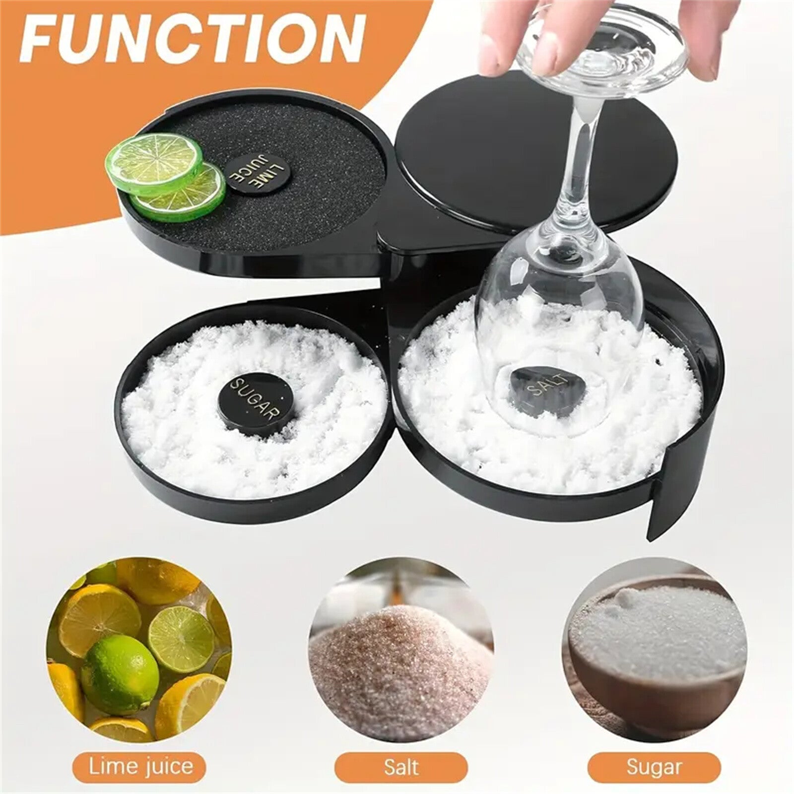 2pcs 3-Tier Cocktail Glass Rimmer | Bar Salt Sugar Seasoning Box for Bartender