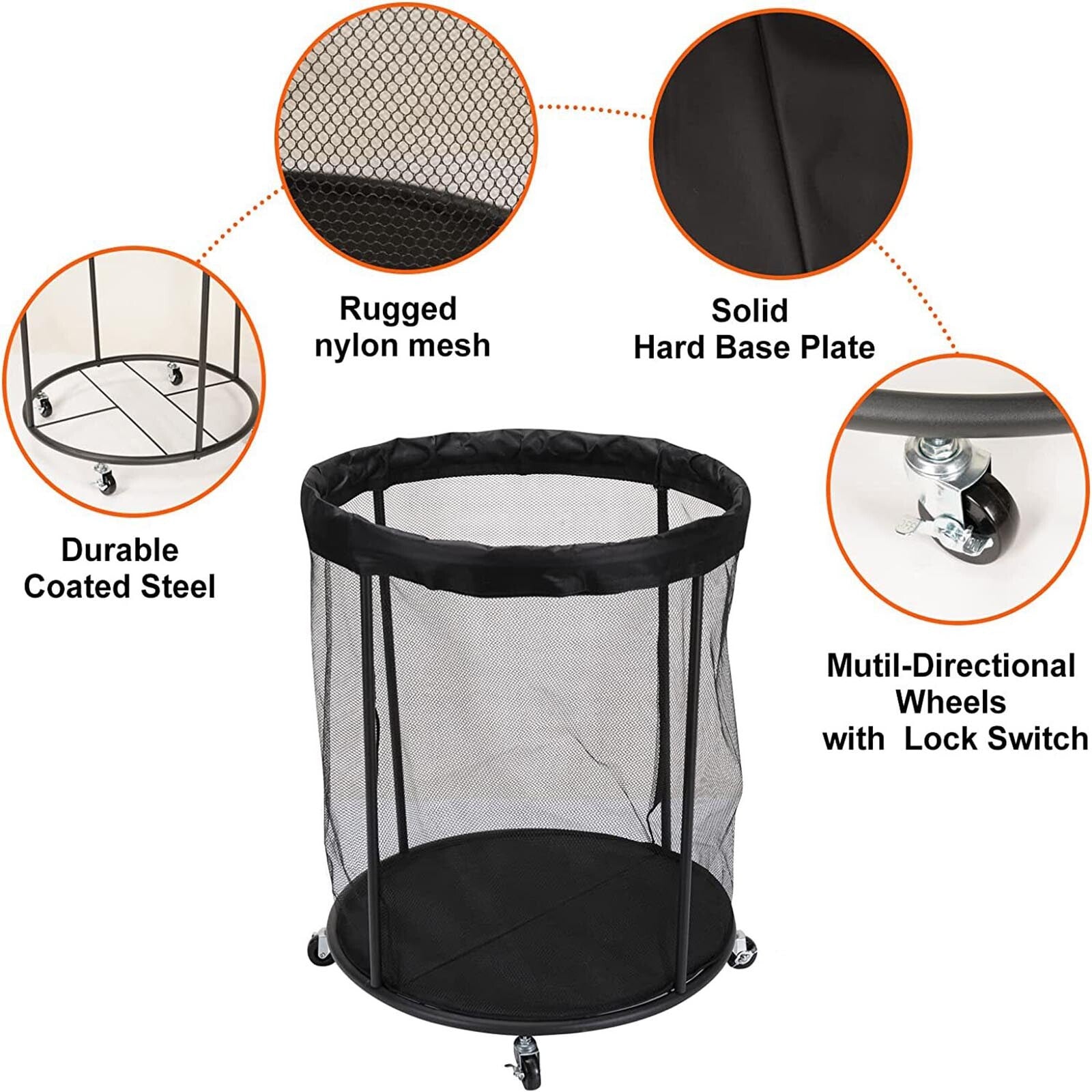 Garage Sports Ball Storage Cart | Rolling Mesh Organizer for Basketball, Soccer & Equipment