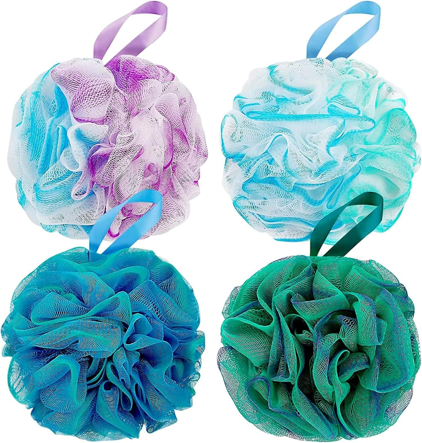 12pcs Mermaid Loofah Bath Sponge Set | Soft Exfoliating Shower Puff Body Scrubber