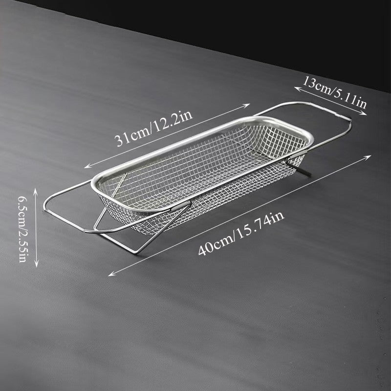 Vegetable Strainer Drainage Basket Stainless Steel Expandable Over Sink Colander