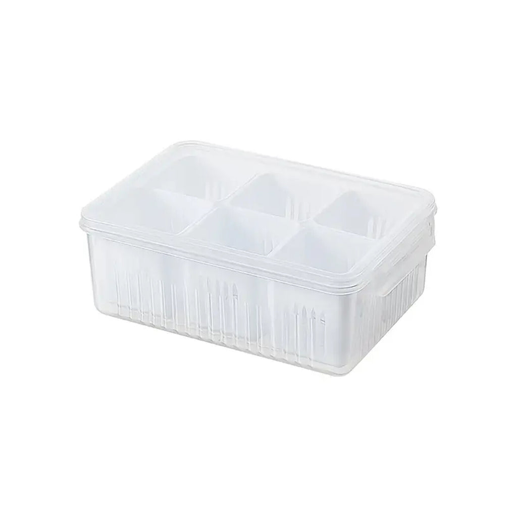 2pcs Fridge Storage Organizer Boxes | 6 Grid Vegetable Onion Meat Drain Containers