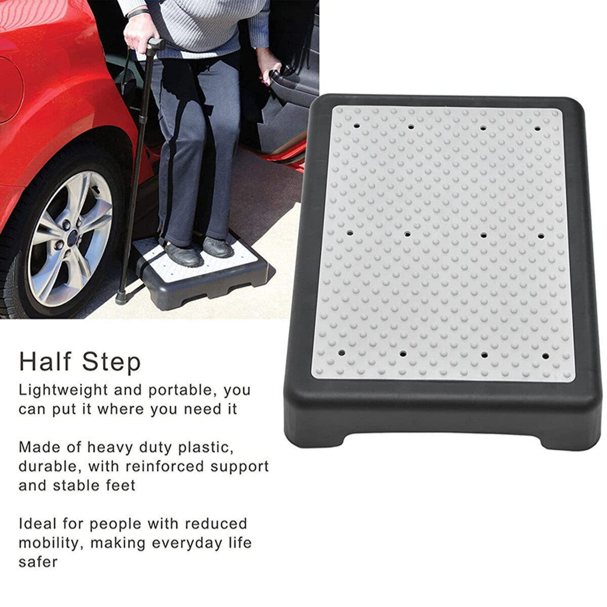 Anti-Slip Half Step Stool Mobility Step for Elderly Disabled Doorway Outdoor Support