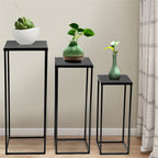 3PCS Black Metal Geometric Flower Stands Wedding Event Plant Display Pedestals
