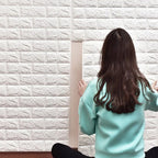 40 Pack 3D Brick Wall Stickers | Self Adhesive Foam Wallpaper Panels Waterproof White Wall Decor