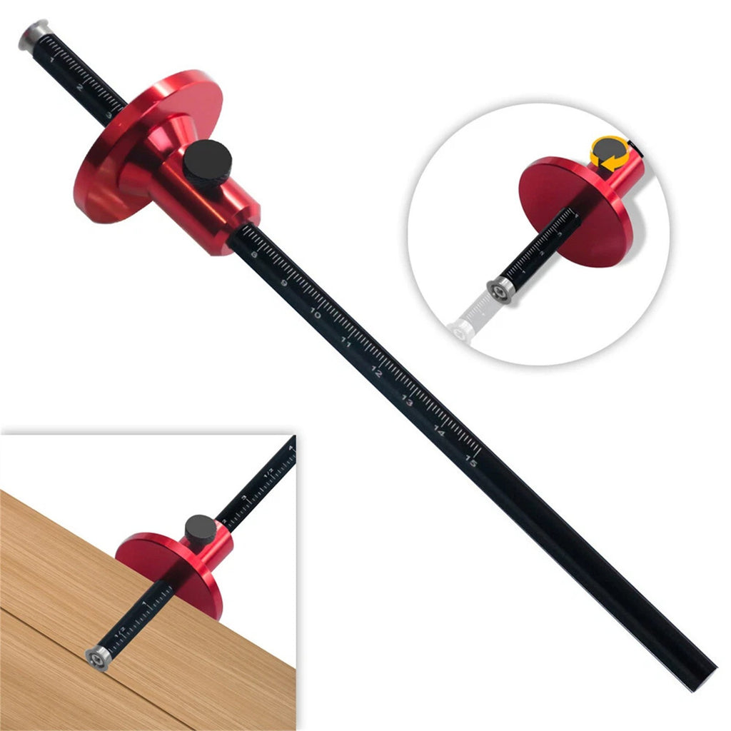 2PCS Woodworking Wheel Marking Gauge Set - Solid Metal Bar Scriber Tool with Metric and Inch Scale