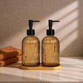 2PCS 400ml Clear Pump Bottles Refillable Soap Shampoo Conditioner Dispensers