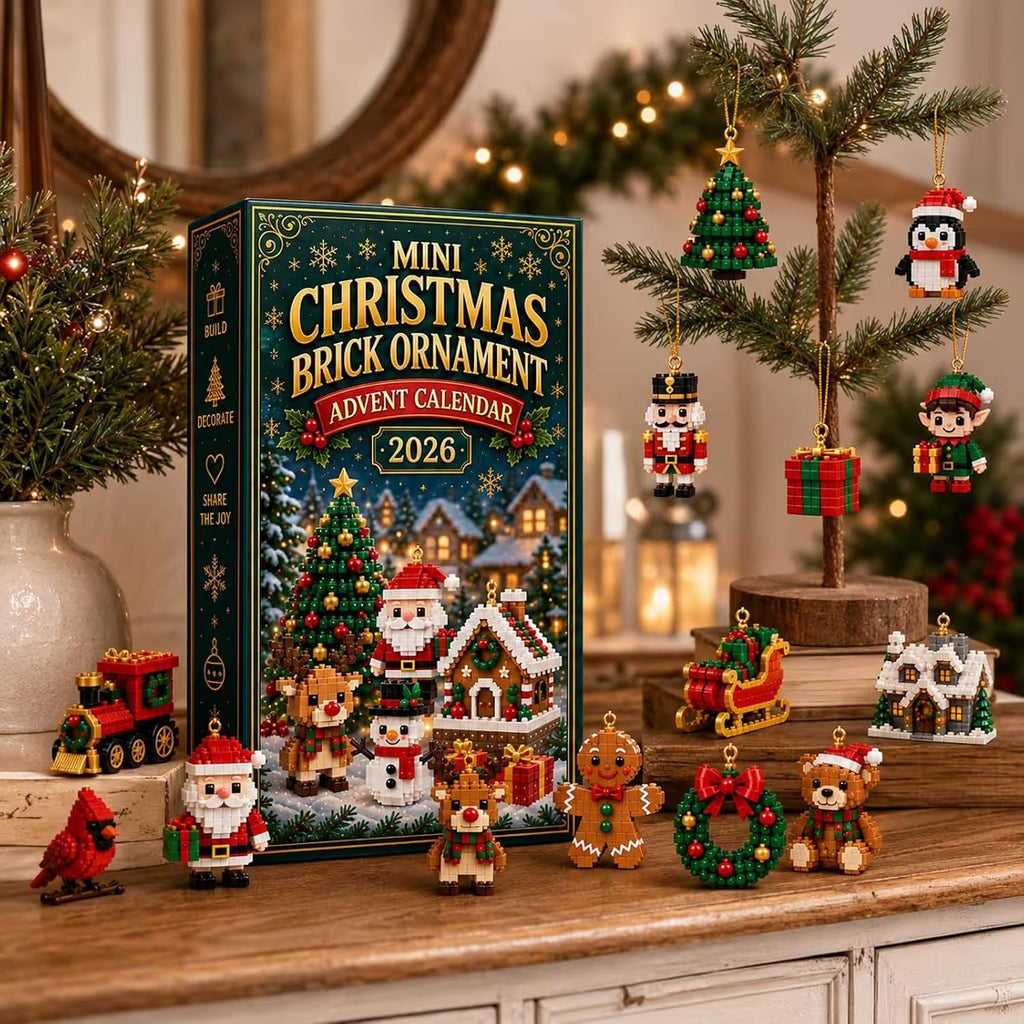Mini Christmas Brick Ornament Advent Calendar 24 Day Unique Buildable Holiday OD