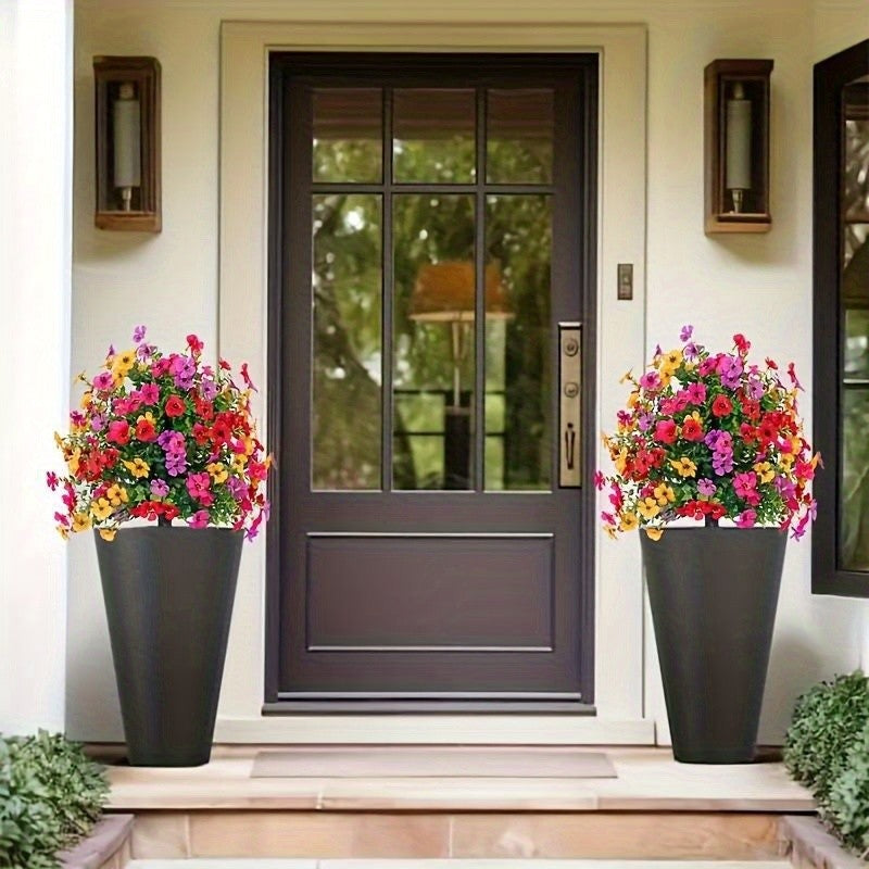 8pcs Artificial Flower Bouquet Silk Violet Faux Plants Outdoor Garden Decor