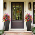 8pcs Artificial Flower Bouquet Silk Violet Faux Plants Outdoor Garden Decor