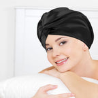 2pcs Adjustable Silk Sleep Caps for Women | Double Layer Knotted Satin Turban Bonnet