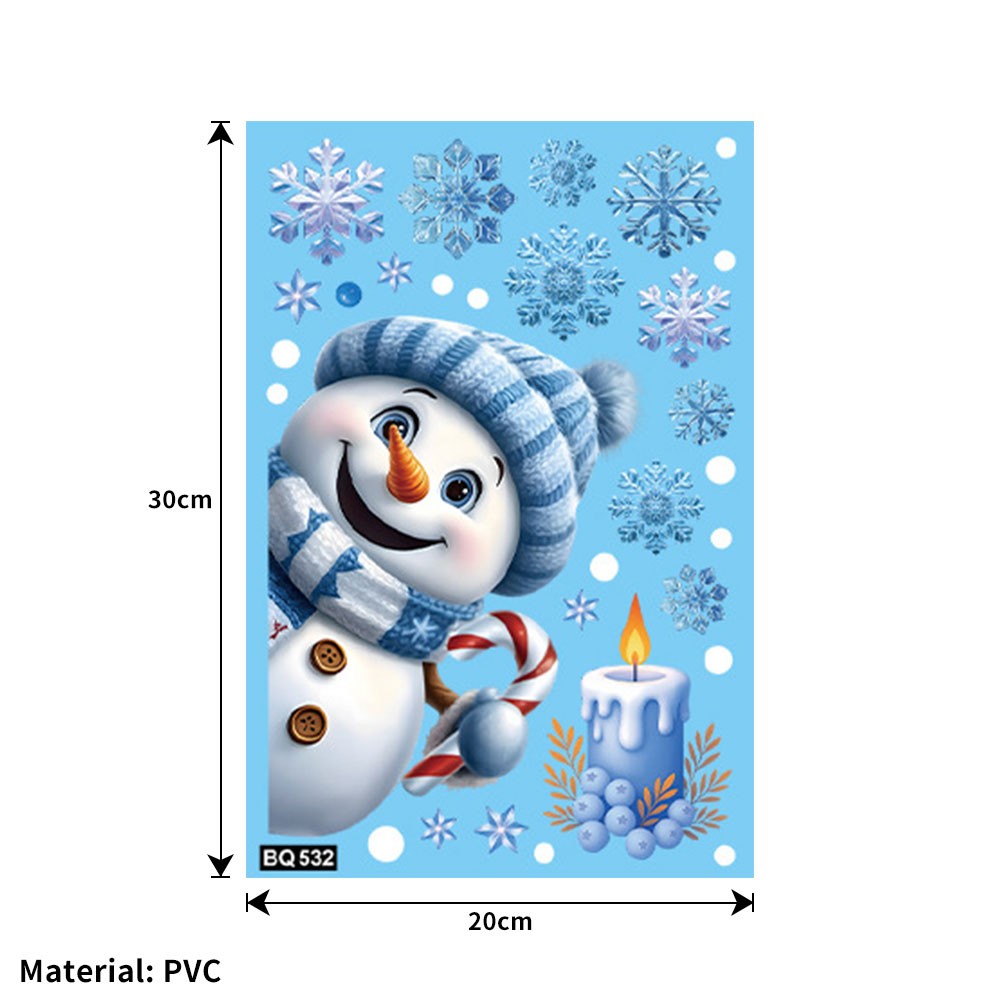 Christmas Window Stickers Winter Snowman Santa Claus Snowflake Elk Static OD