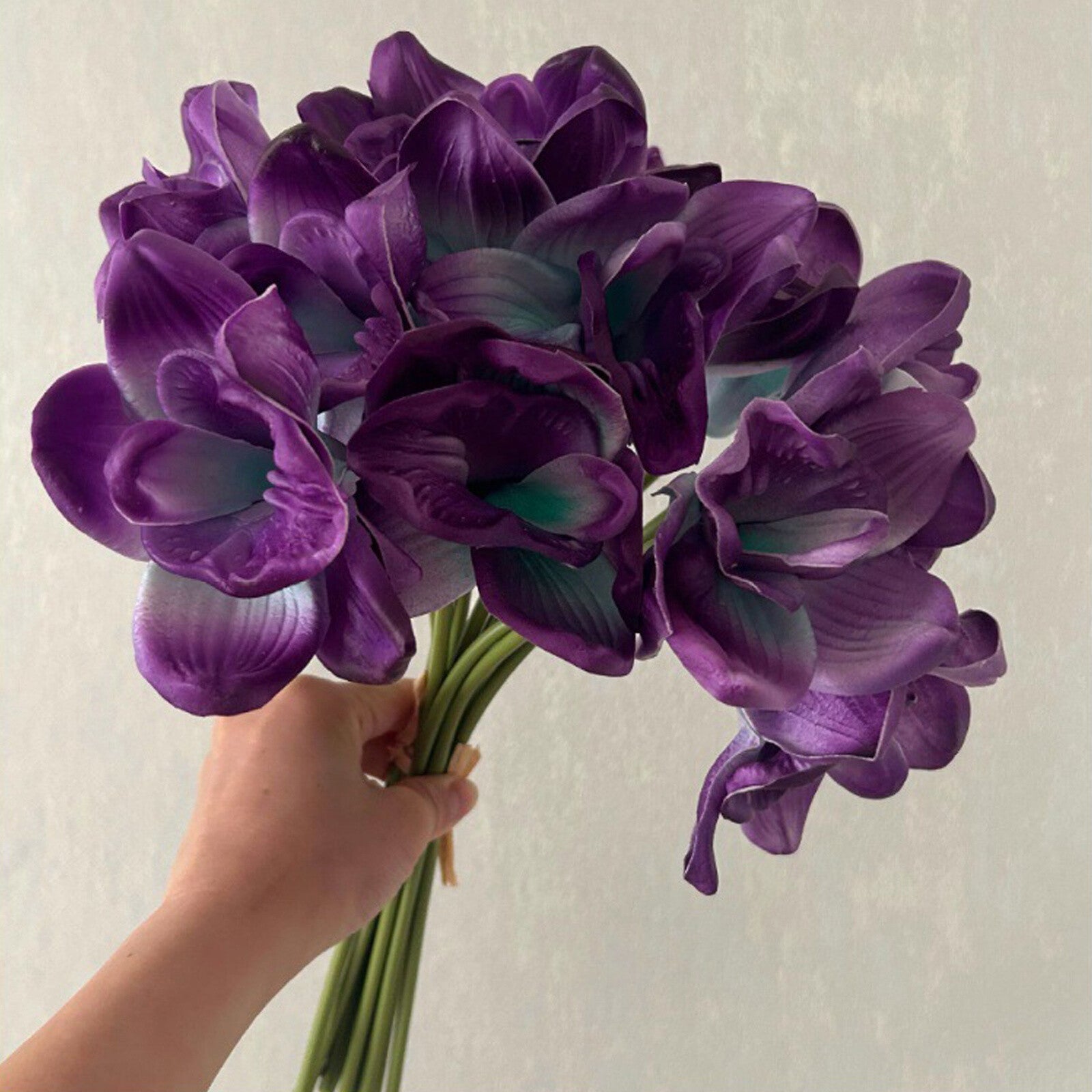 1PC Artificial Orchid Stem - Purple Turquoise Faux Flower Branch for Home and Event Decor