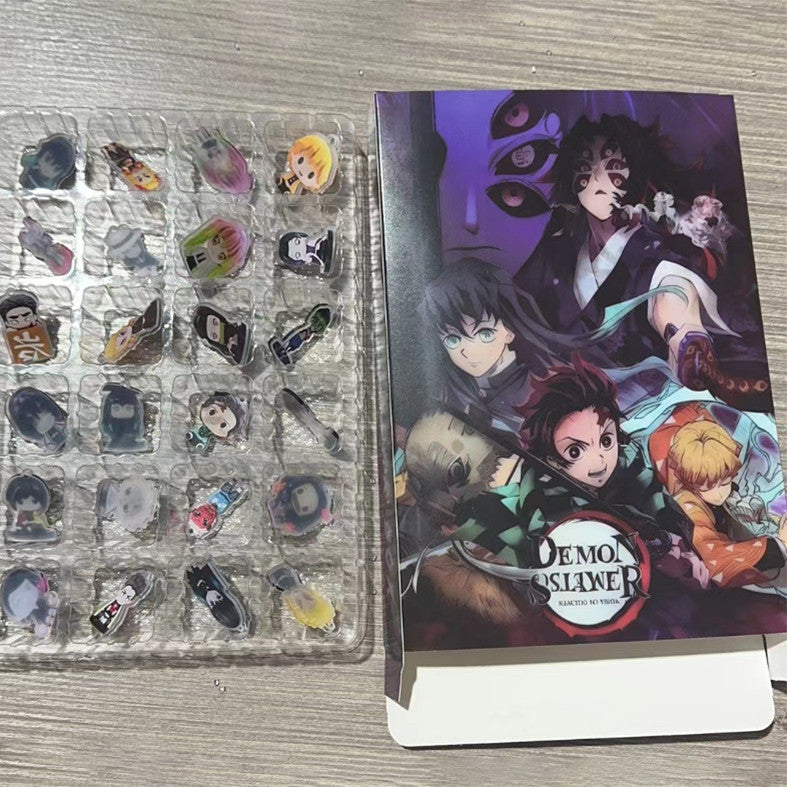 Real photo of the anime advent calendar tray with 24 acrylic figures