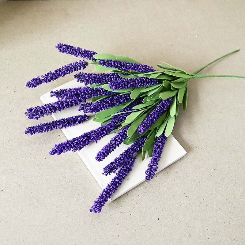 10PCS 12 Head Artificial Lavender Bouquet - Purple Fake Flowers for Wedding and Home Decor