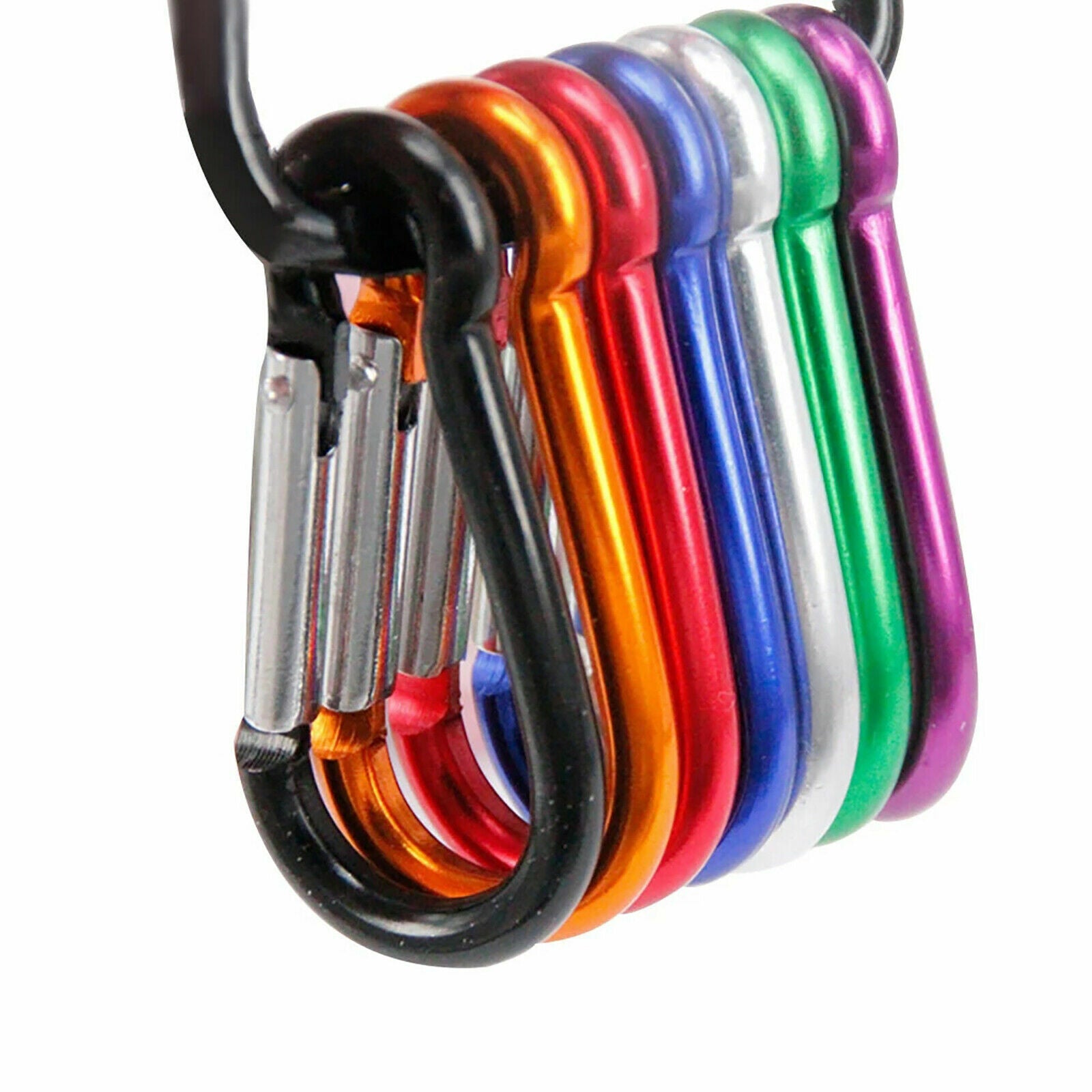 100PCS Aluminum Carabiner Clip D-Ring Snap Hook Keychain Camping Hiking Clips