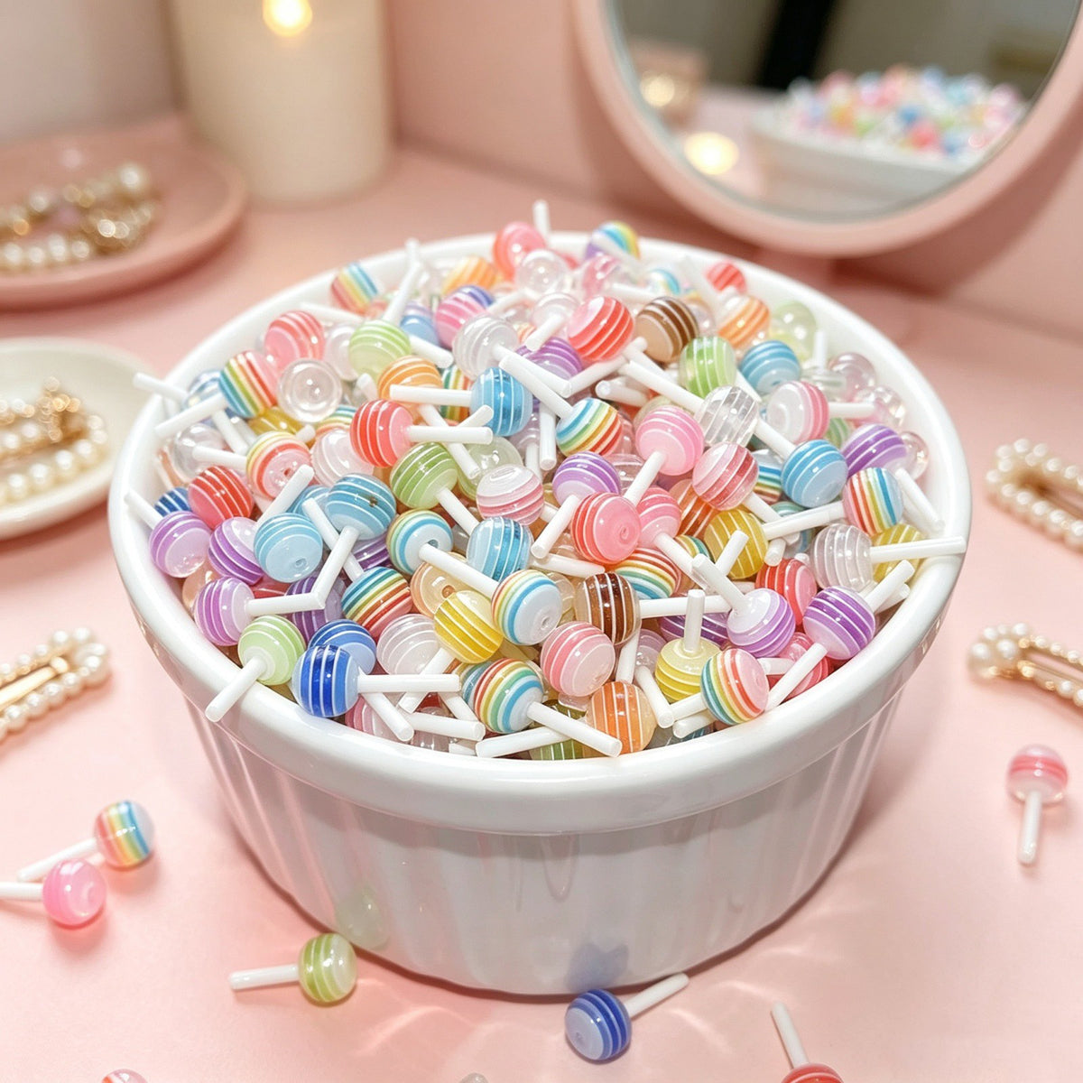 100pcs Nail Stickers Candy Nails Charms DIY Manicure Decors Lollipop Art