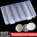 Clear coin capsules and storage box