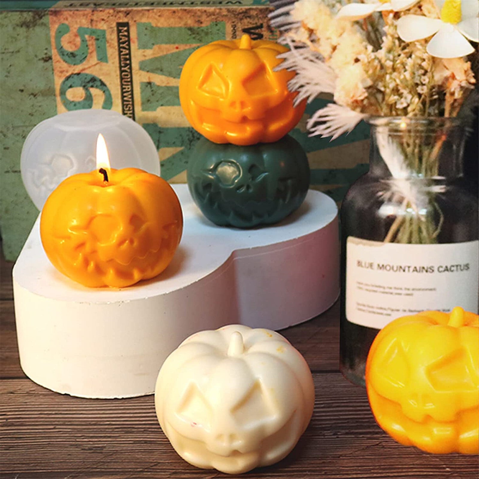 3pcs Pumpkin Silicone Mold Set | DIY Candle Soap Resin Mould for Baking & Crafts