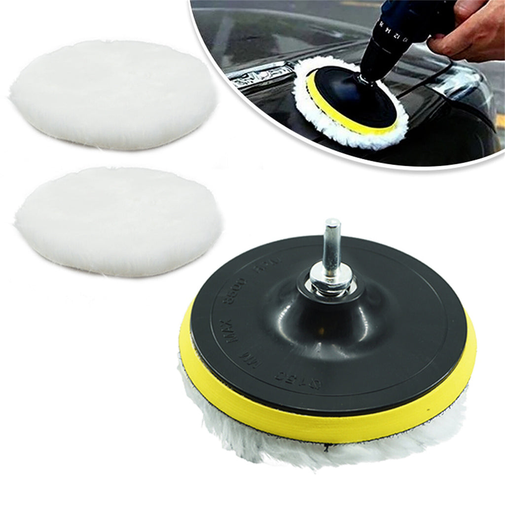 4PCS 5 Inch Wool Polishing Pads - Sheepskin Buffing Pads with Hook and Loop Back