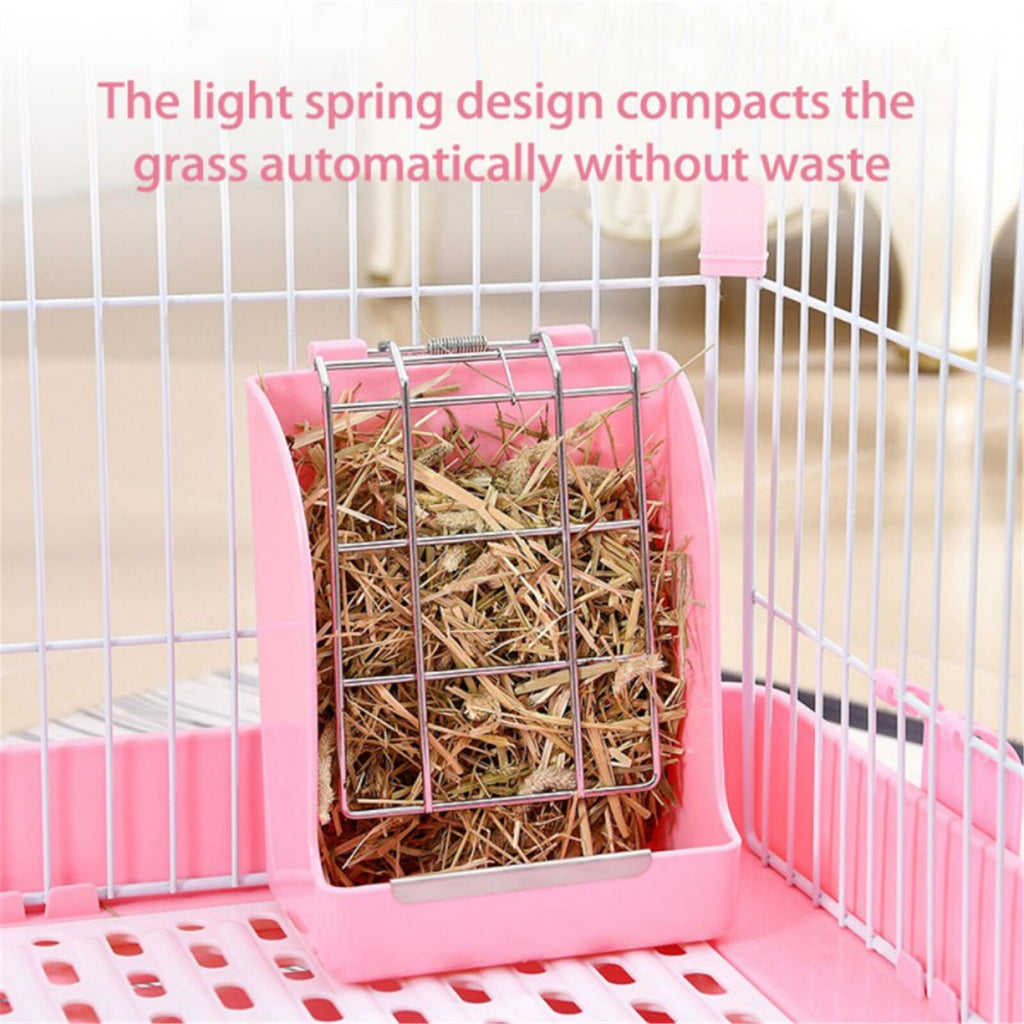 Rabbit Hay Feeder Corner Rack | Small Animal Hay Holder for Guinea Pig Hamster Cage
