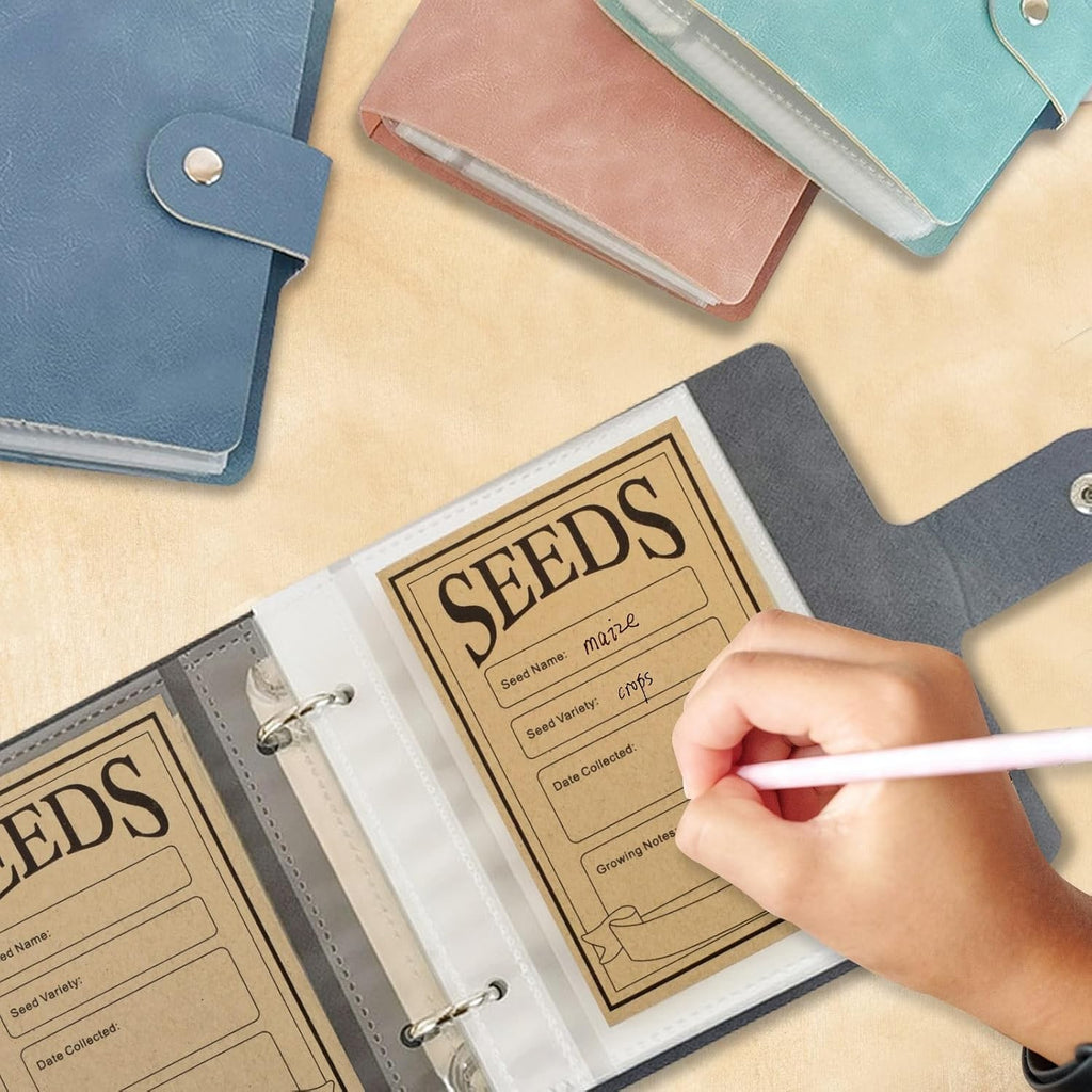 2 Sets Seed Storage Organizer with Kraft Paper Envelopes – Garden Seed Packet Binder and Storage Bags