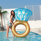 Giant Inflatable Diamond Engagement Ring Pool Float - PVC Summer Beach Swimming Raft
