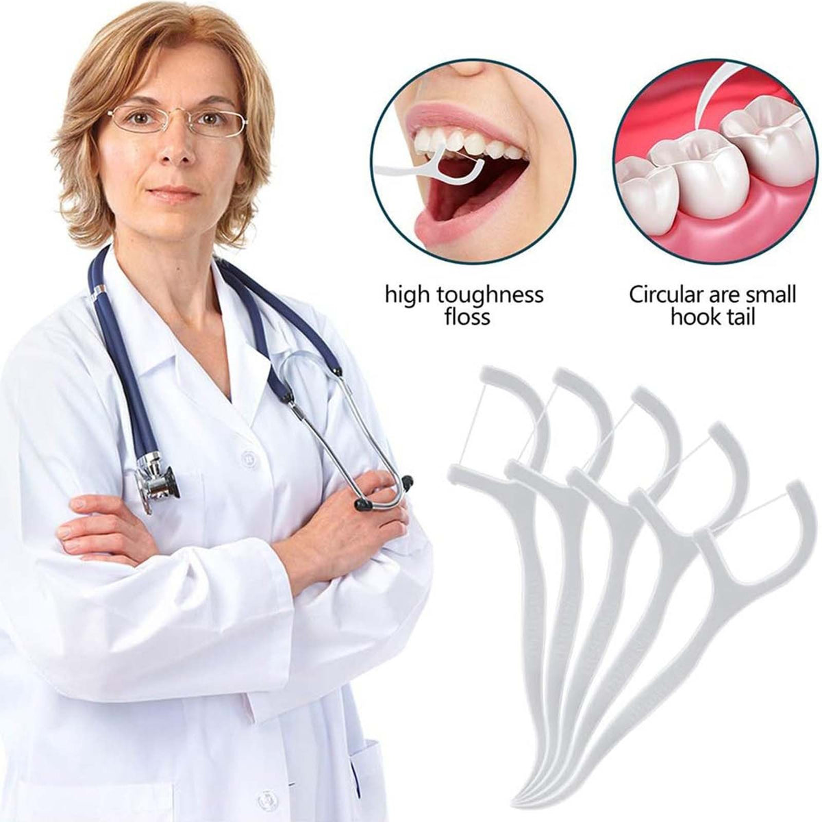 Floss picks with high toughness floss