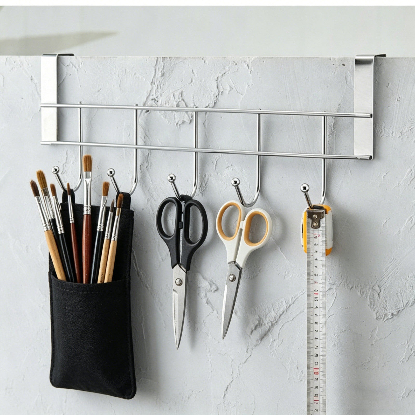 4pcs Over Door Hanger 5 Hooks | Stainless Steel Clothes Towel Rack No-Drill Holder