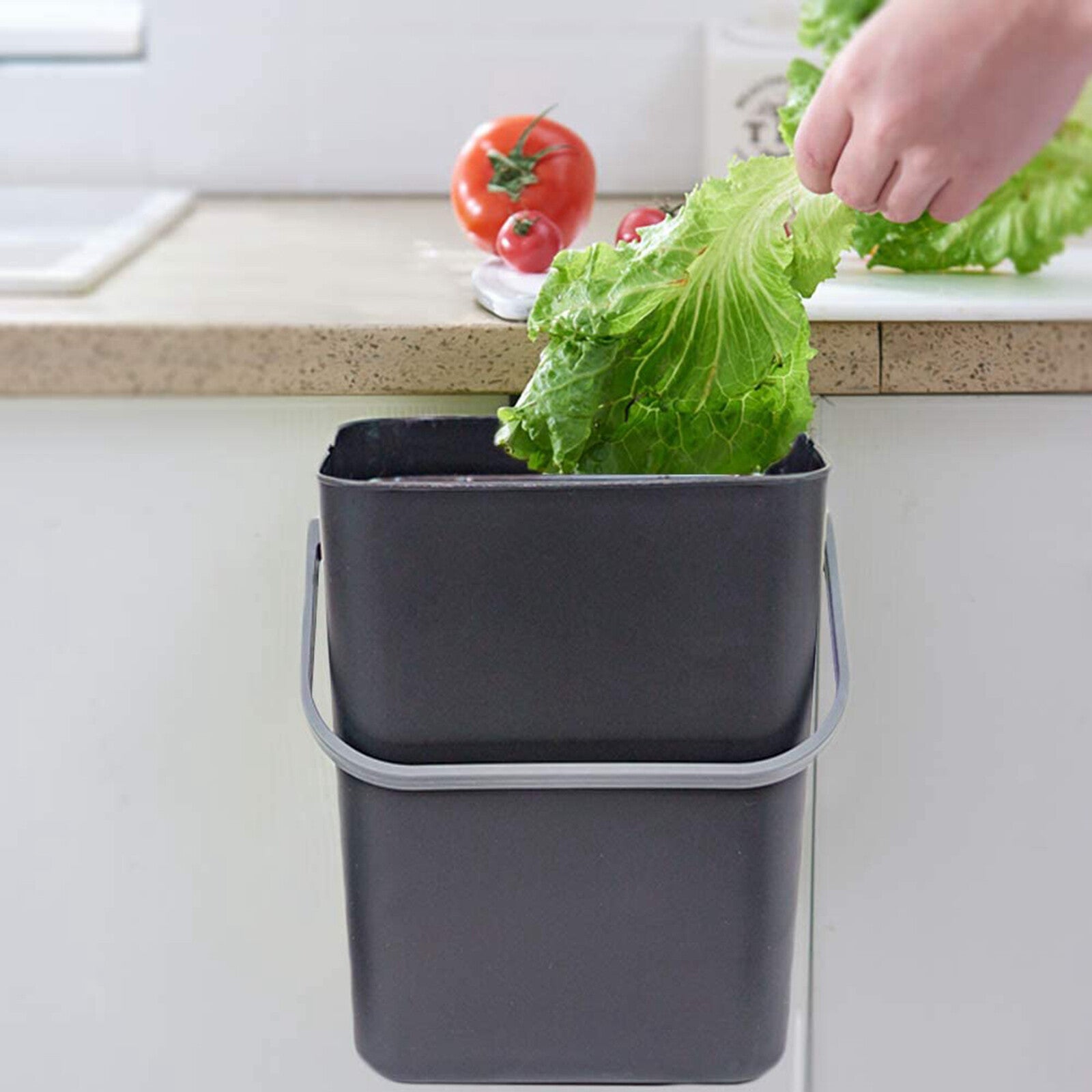 2 Pack Wall Mounted Mini Trash Can with Lid – Hanging Plastic Waste Bin for Kitchen and Bathroom