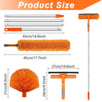 3 in 1 Extendable Window Cleaning Brush Kit – Microfibre Glass Cleaner, Spider Web Duster and Bendable Dusting Tool