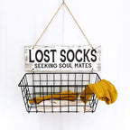 Lost Socks Laundry Basket Sign – Wall Mounted Laundry Room Sock Organizer