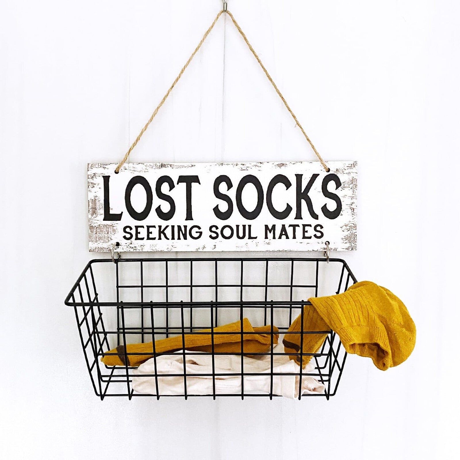 Lost Socks Laundry Basket Sign – Wall Mounted Laundry Room Sock Organizer