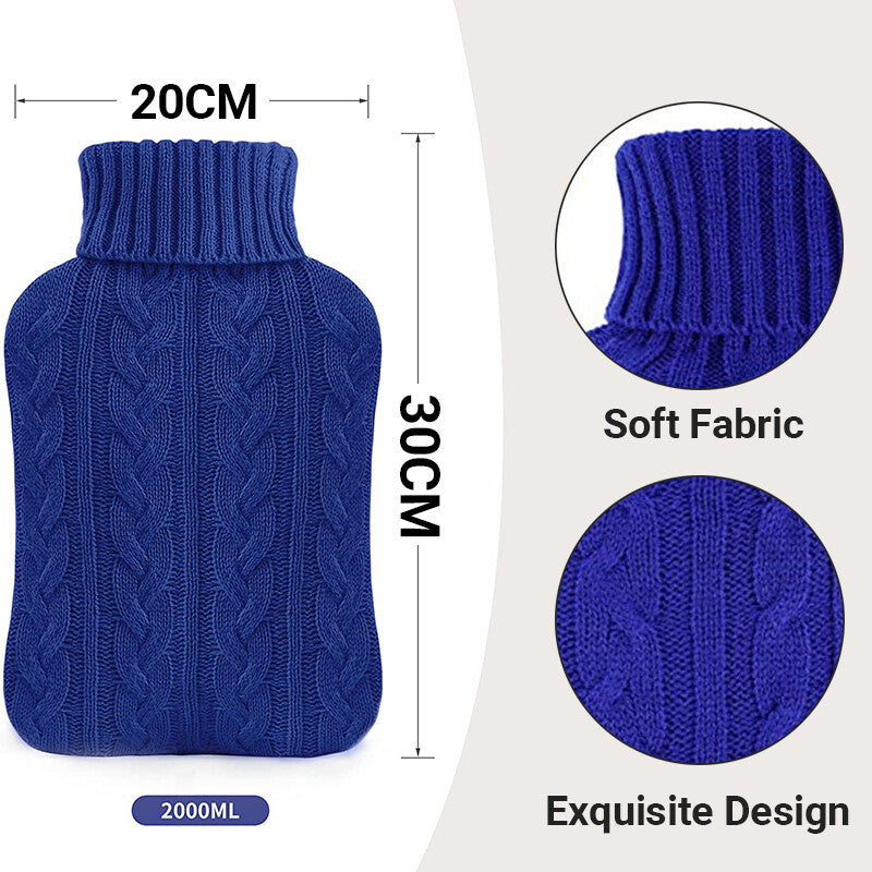 4 Pack Knitted Hot Water Bottle Covers for 2L Bottles – Soft Removable Sweater Cover Only