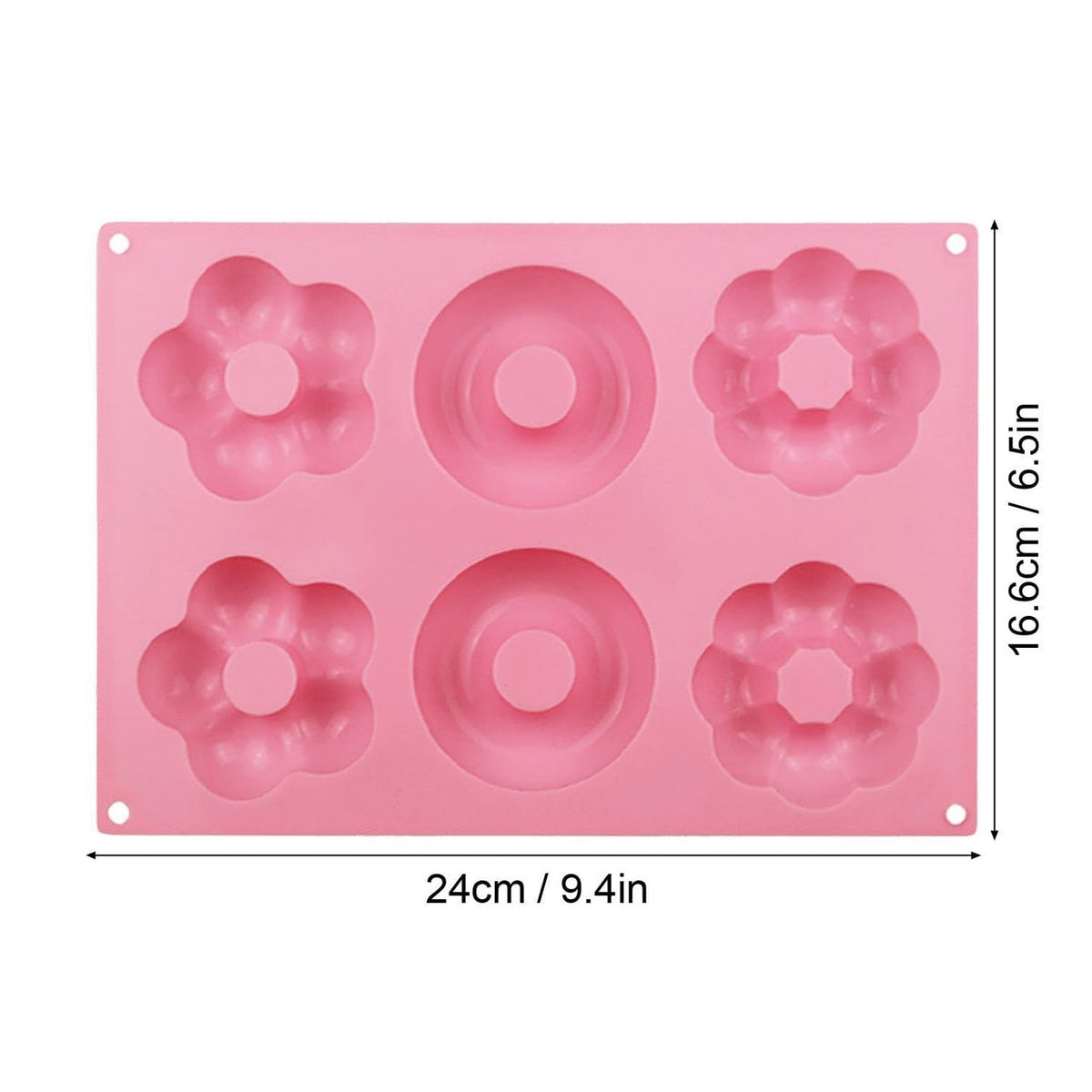 Six cavity silicone donut baking tray