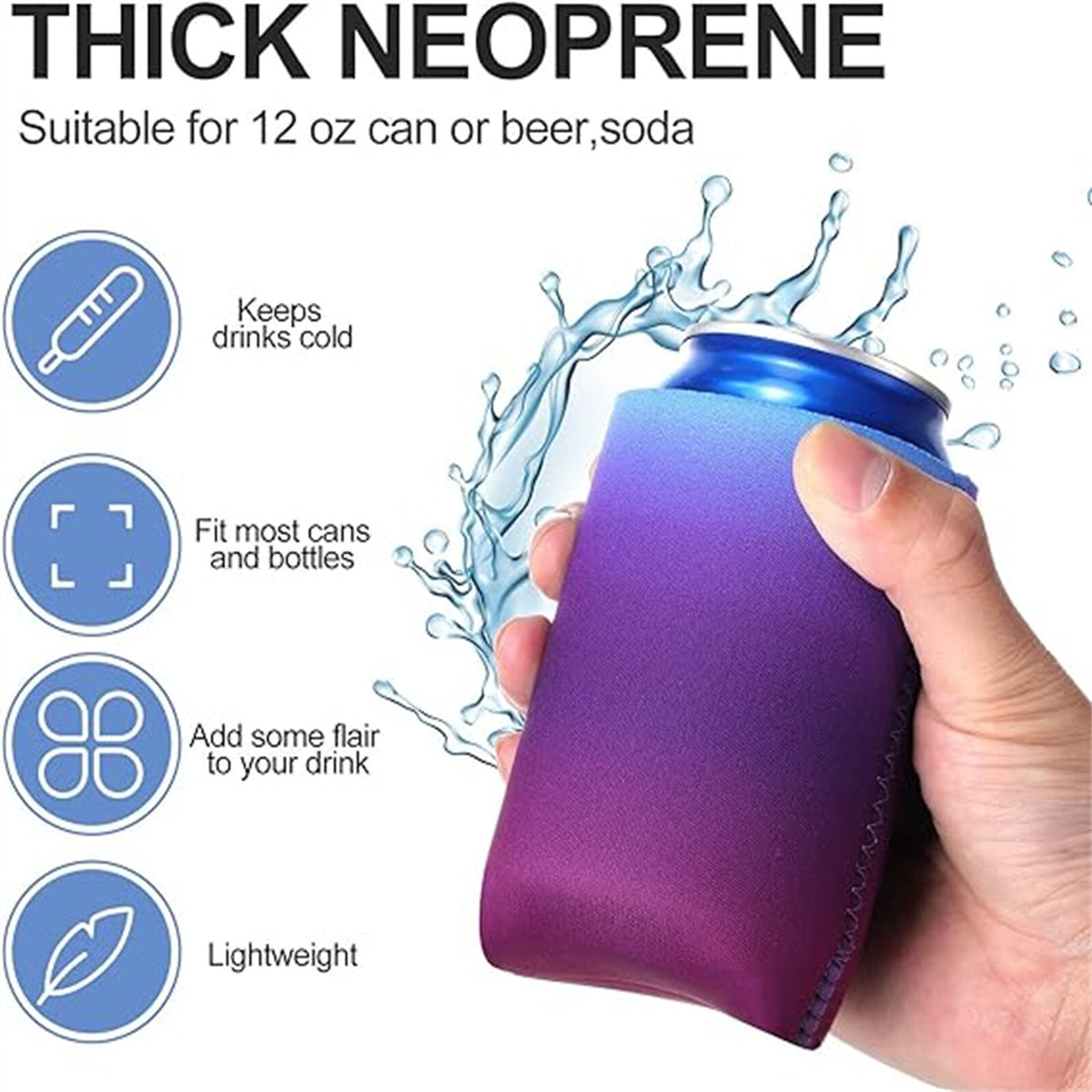 8-32PCS Slim Can Cooler Sleeves Neoprene Drink Can Cup Covers Assorted Colours