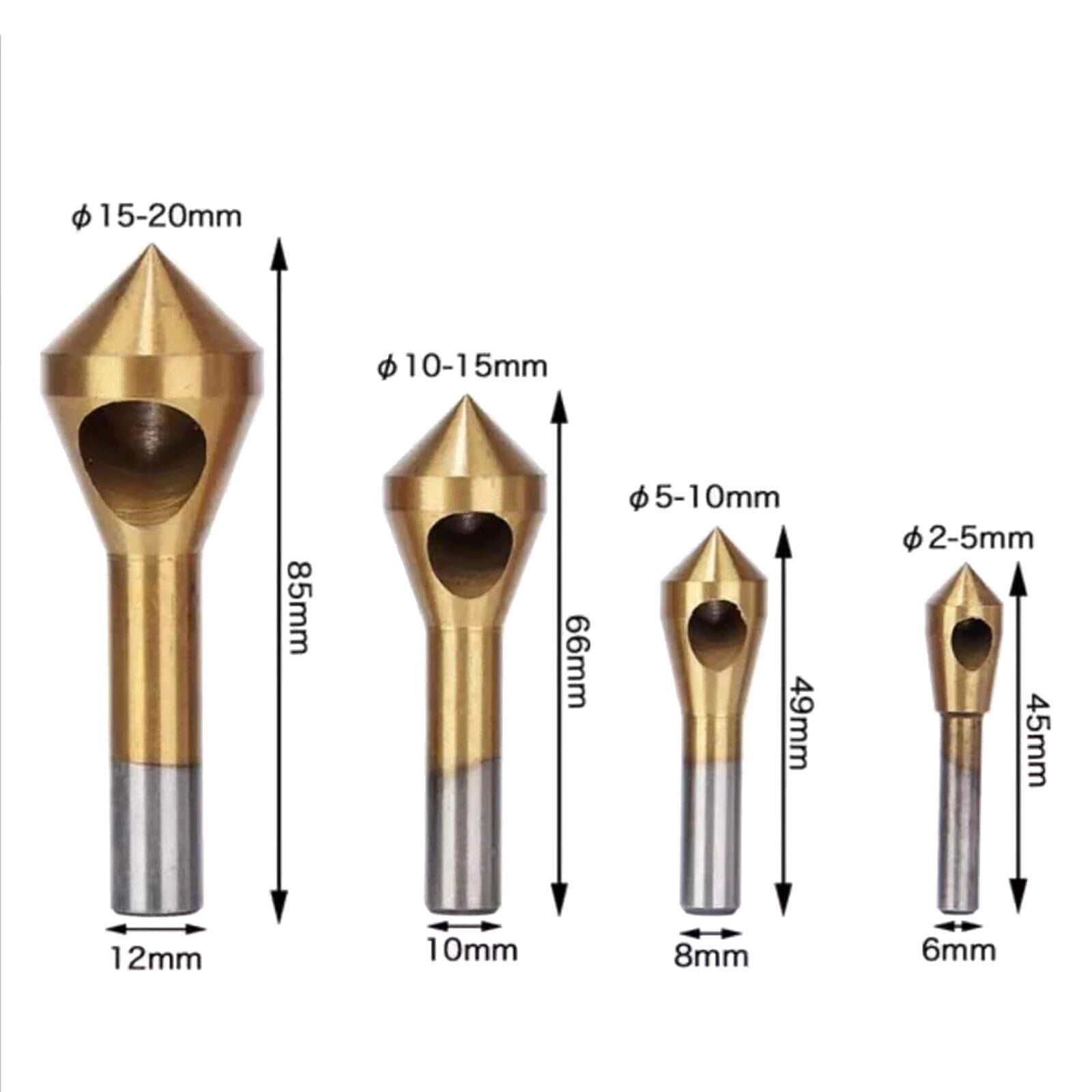 8PCS Chamfer Deburring Drill Bit Set - 90 Degree Countersink Bits for Metal and Rotary Tools