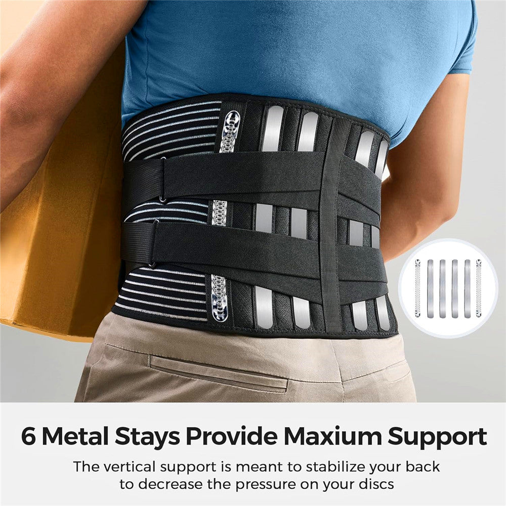Metal stays in the back brace