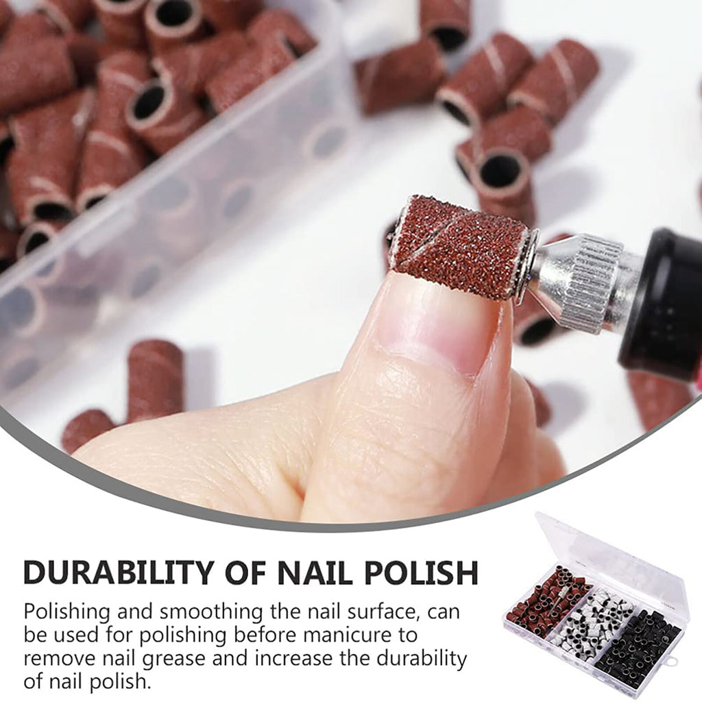210pcs Nail Drill Sanding Bands Set | 80/120/180 Grit Nail File Bits with Storage Box