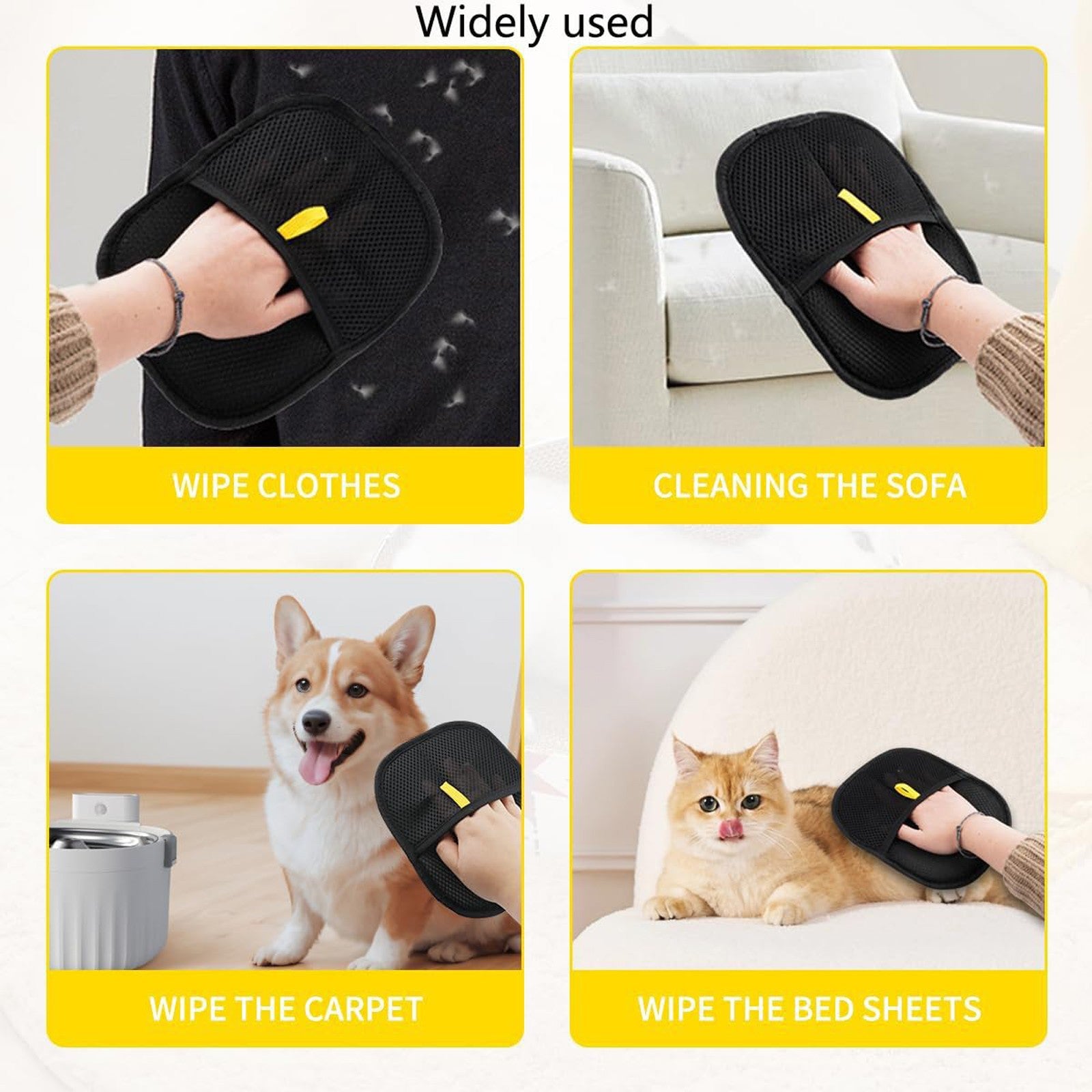 2pcs Pet Grooming Gloves & Fur Remover Scraper | Cat & Dog Hair Massage Brush Set