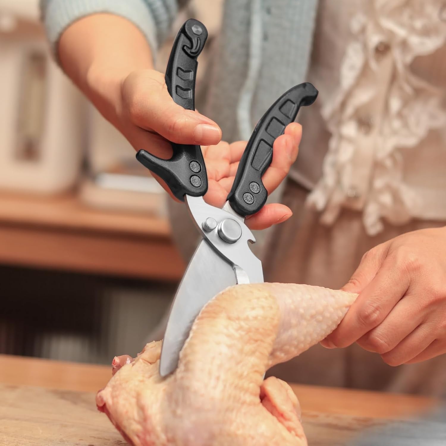2pcs Heavy Duty Kitchen Scissors | Stainless Steel Meat Bone Shears & Beer Opener
