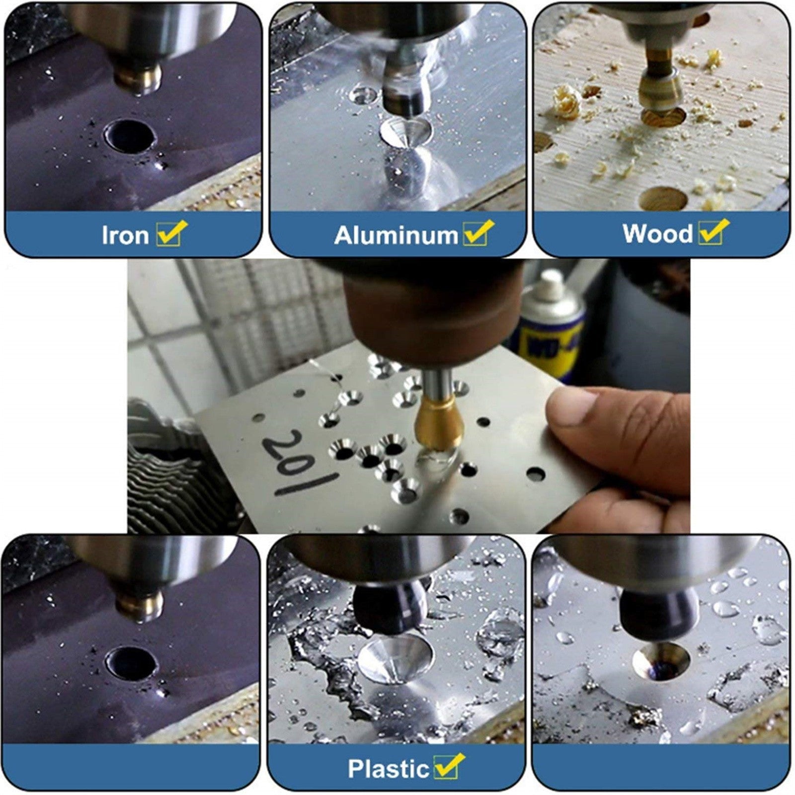 8PCS Chamfer Deburring Drill Bit Set - 90 Degree Countersink Bits for Metal and Rotary Tools