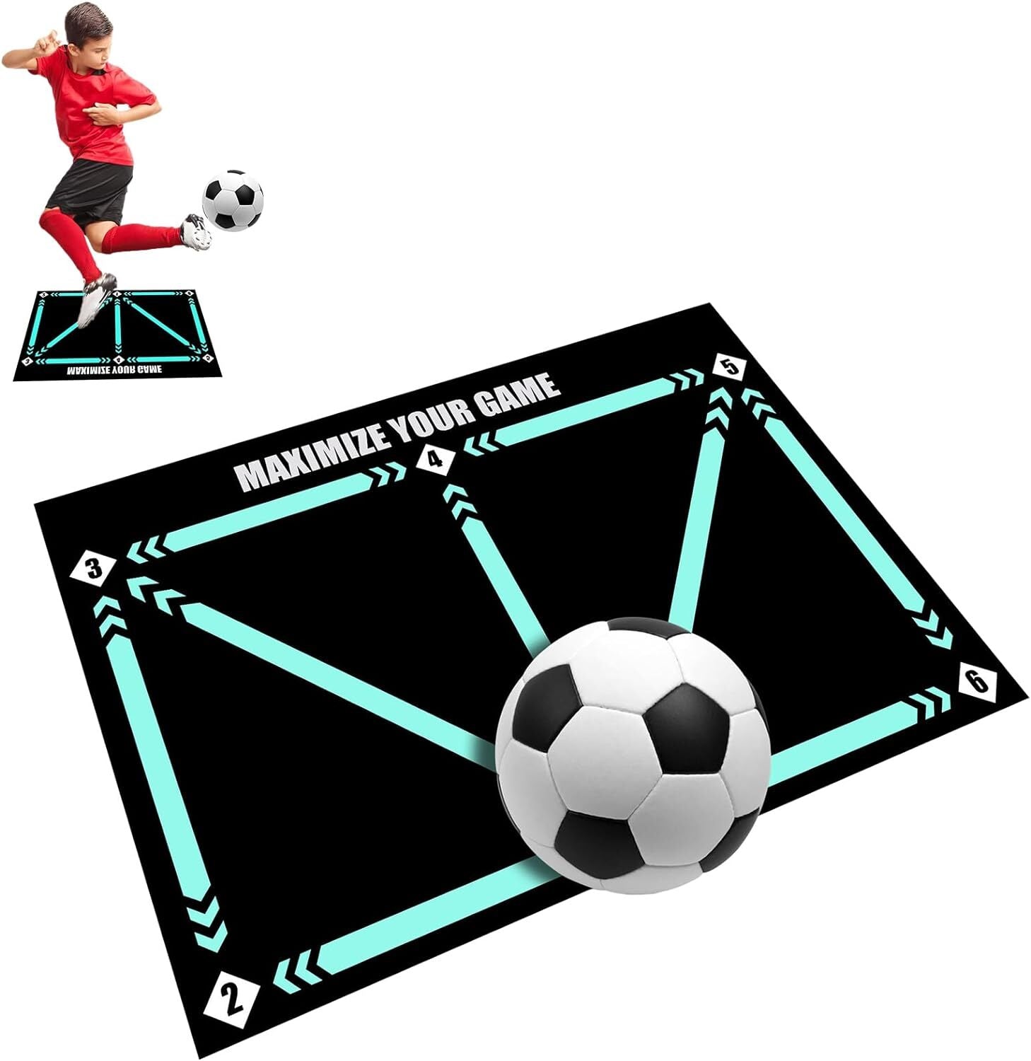 2 Pack Soccer Training Mat – Non Slip Football Dribbling and Footwork Practice Mat for Kids and Adults