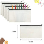 10pcs Canvas Makeup Bags with Zipper | Blank DIY Cosmetic Pouches Pencil Cases