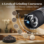 Electric Salt and Pepper Grinder – Battery Powered Spice Mill with Adjustable Coarseness (1 or 2 Pack)