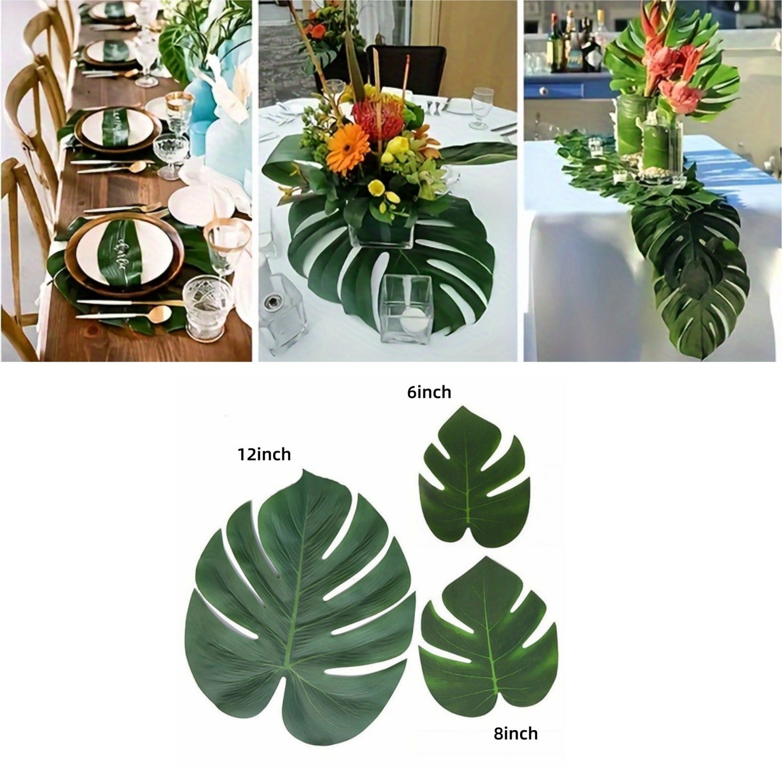 72pcs Artificial Palm Leaves Tropical Monstera Decor | Jungle Party & Home Decoration