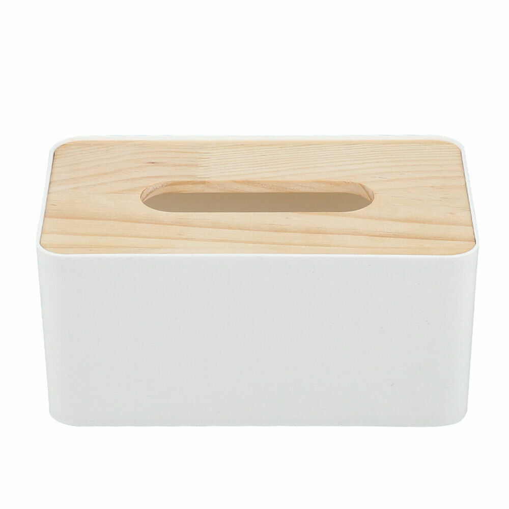Wooden Tissue Box Cover - Modern Tissue Holder Napkin Dispenser Storage Organizer