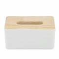 Wooden Tissue Box Cover - Modern Tissue Holder Napkin Dispenser Storage Organizer