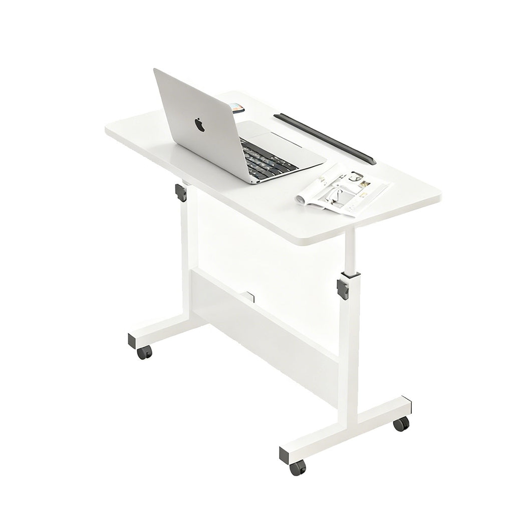 Adjustable Foldable Table with Wheels Mobile Laptop Desk Bedside Rolling Table Space Saving