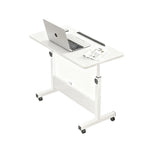 Adjustable Foldable Table with Wheels Mobile Laptop Desk Bedside Rolling Table Space Saving