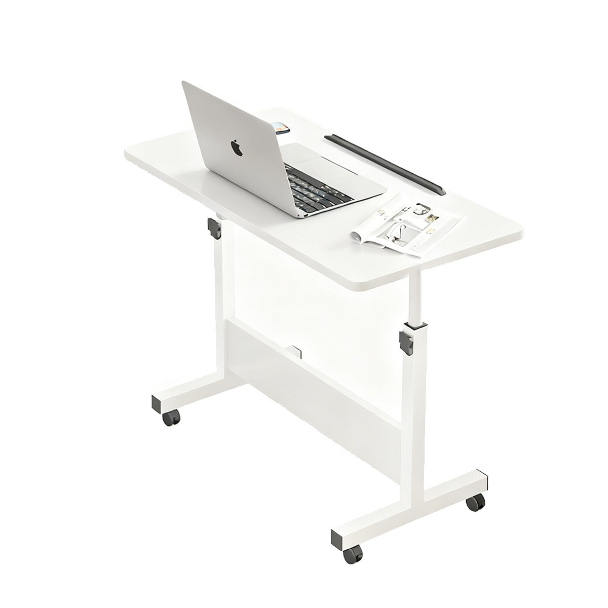 Adjustable Foldable Table with Wheels Mobile Laptop Desk Bedside Rolling Table Space Saving